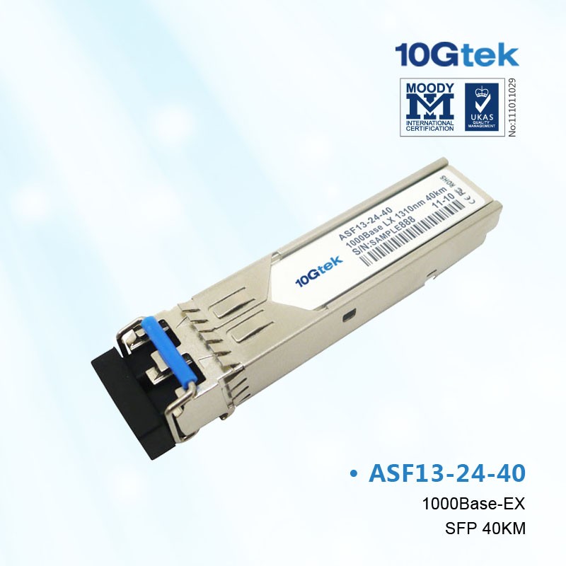 For Cisco, GLC-EX-SMD, 1000BASE-EX SFP transceiver module for SMF, 1310-nm wavelength, extended operating temperature range.