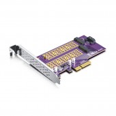 PCIe 3.0 to NVMe M.2 Adapter for M.2 SSD, X4, (1x) M.2 (M Key) and (1) M.2 (B Key)