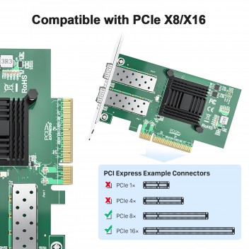 X520-DA2 10G SFP+ 2個　LC-LCファイバ2m　セット Amazon.com: H!Fiber 10Gb SFP+ PCI-E Network Card NIC