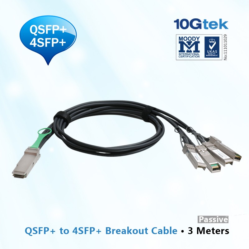 For Arista, CAB-Q-S-3M, 4 x 10GbE QSFP+ to 4 x SFP+ Twinax Copper Cable 3 Meter