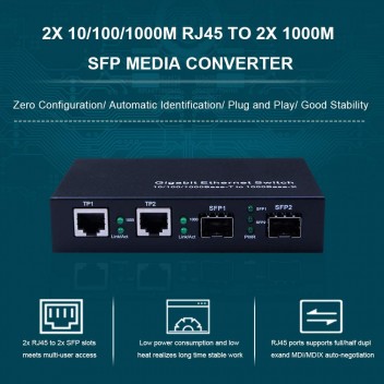 4-Port 1-25G Desktop Fiber Switch- with -2- SFP slots