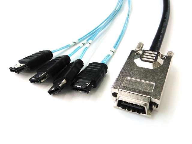 SAS (SFF-8470) to (4x) ESATA Cable 1M