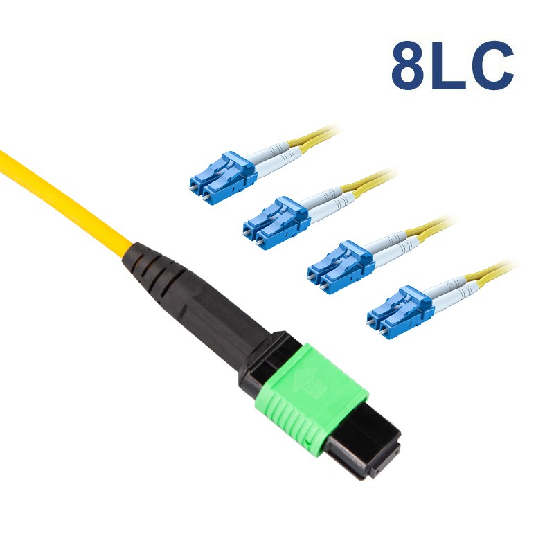 MPO to 8x LC,  Singlemode 9/125μm